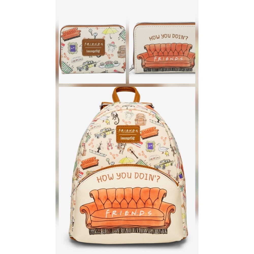 Loungefly Friends TV SHOW Icons All Over Couch How You‎ Doin Backpack  & WALLET!